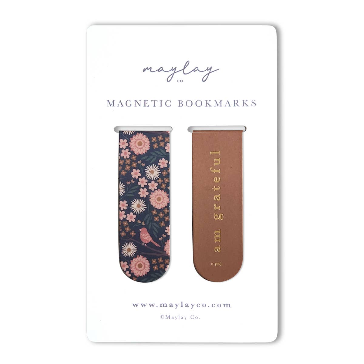 Magnetic Gold Foil Bookmarks Set/2- Birdy Floral
