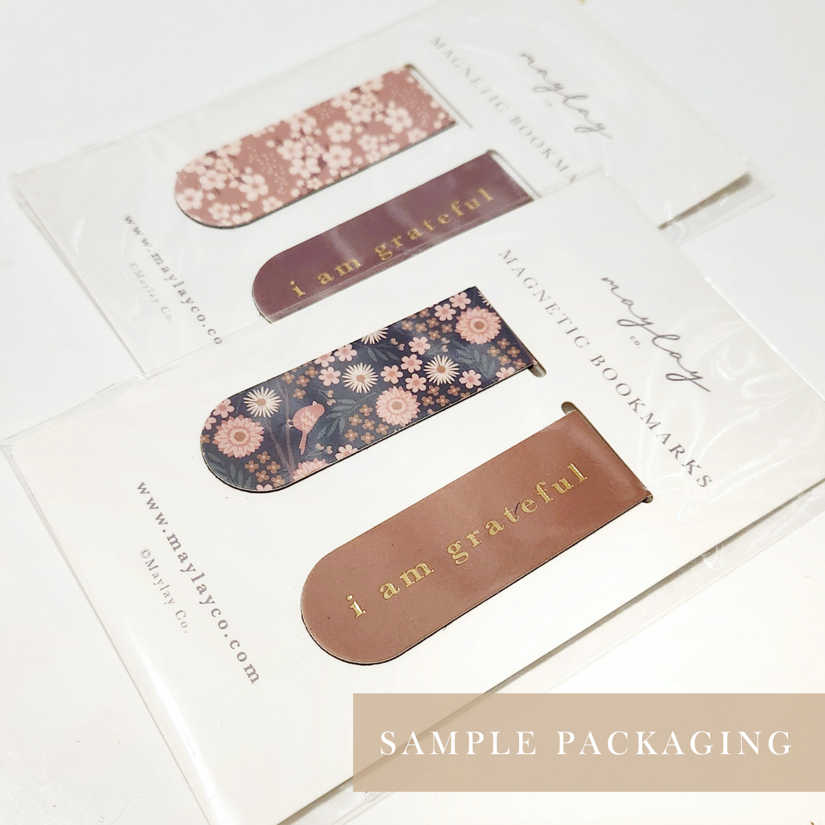 Magnetic Gold Foil Bookmarks Set/2- Wildflowers Floral