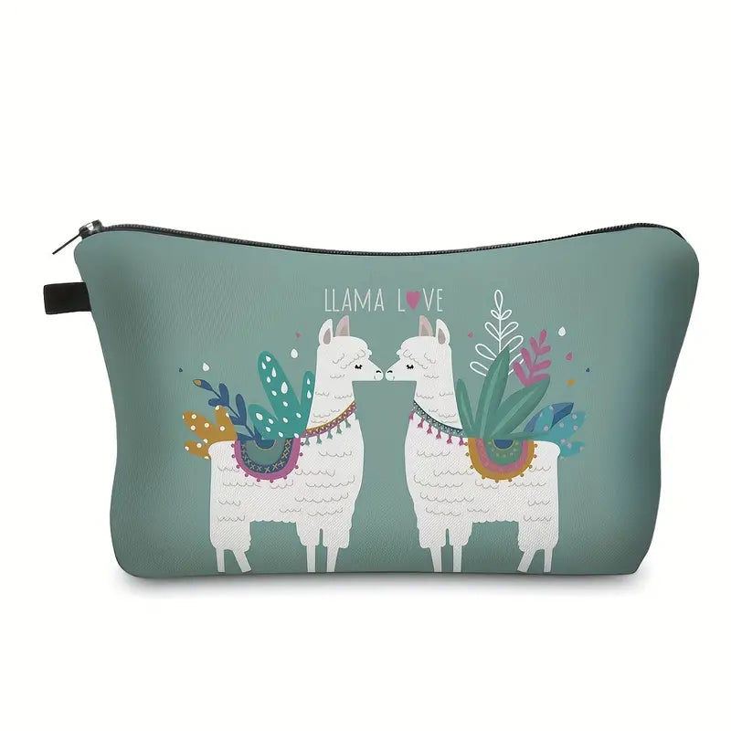Zippered Cosmetic Bag- Llama Love