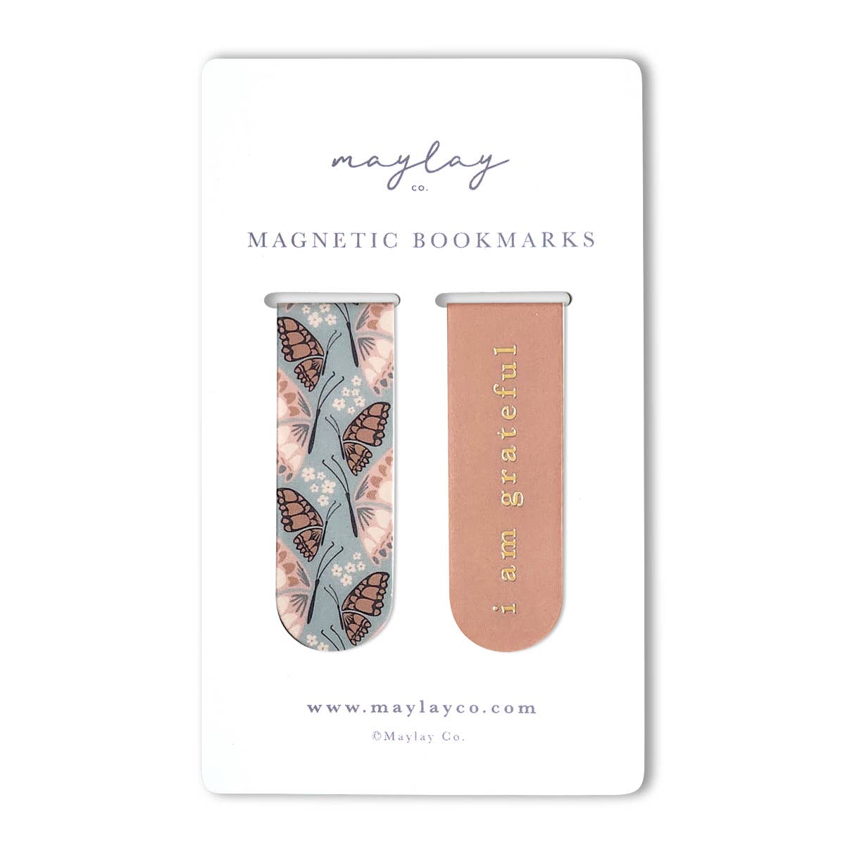 Magnetic Gold Foil Bookmarks Set/2- Butterfly Floral