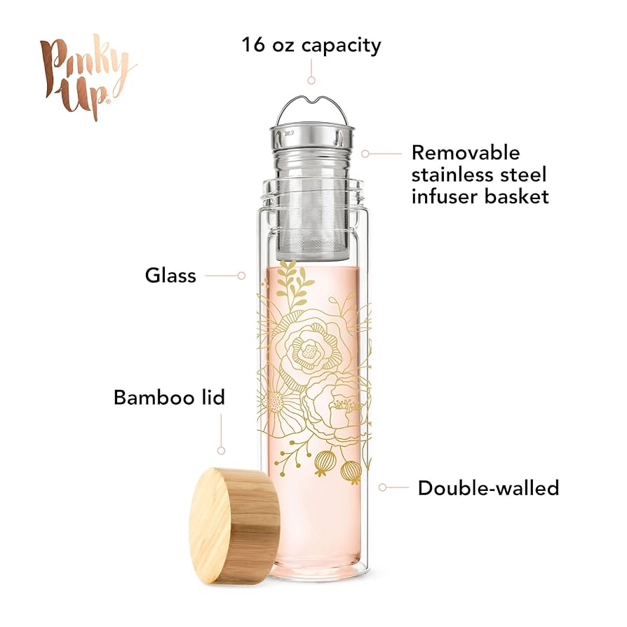 Glass Travel Infuser Mug- Blair™ Bouquet 16oz