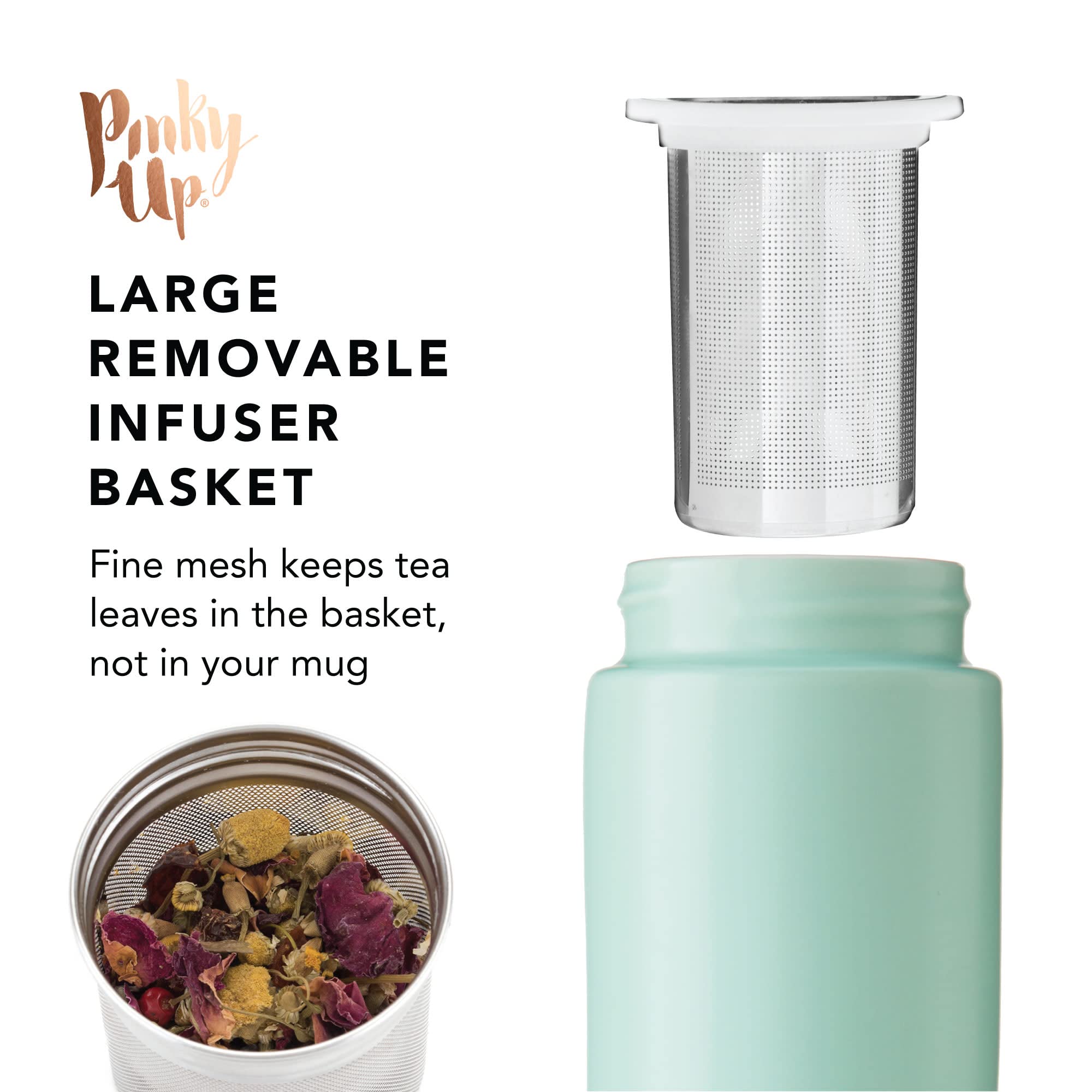 Ceramic To-Go Infuser Mug- Tatyana Turquoise