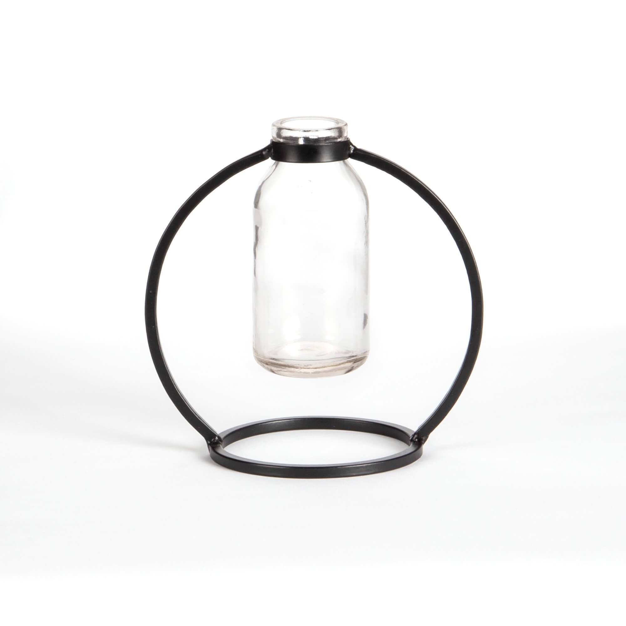 Black Metal Stand w/Glass Vase
