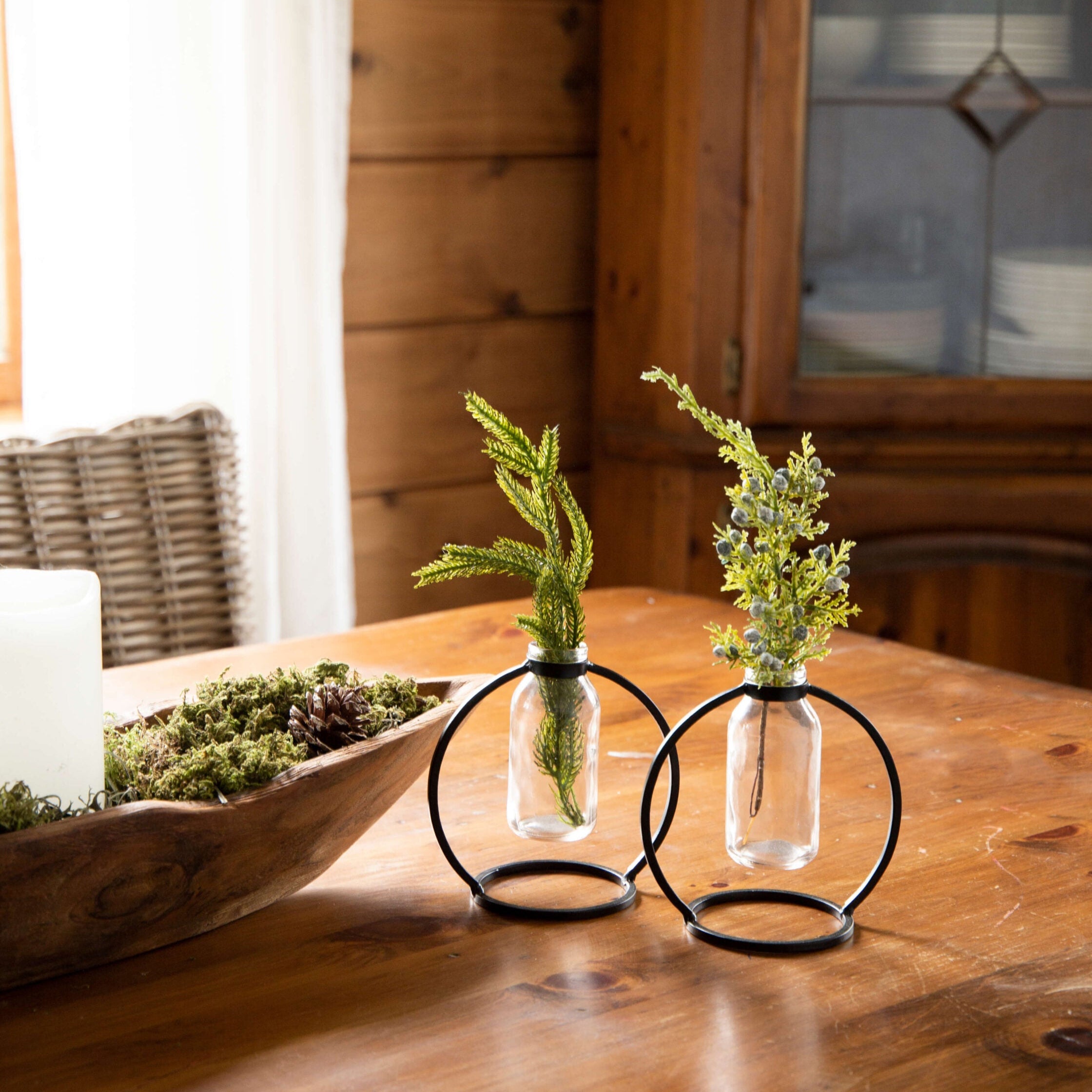 Black Metal Stand w/Glass Vase