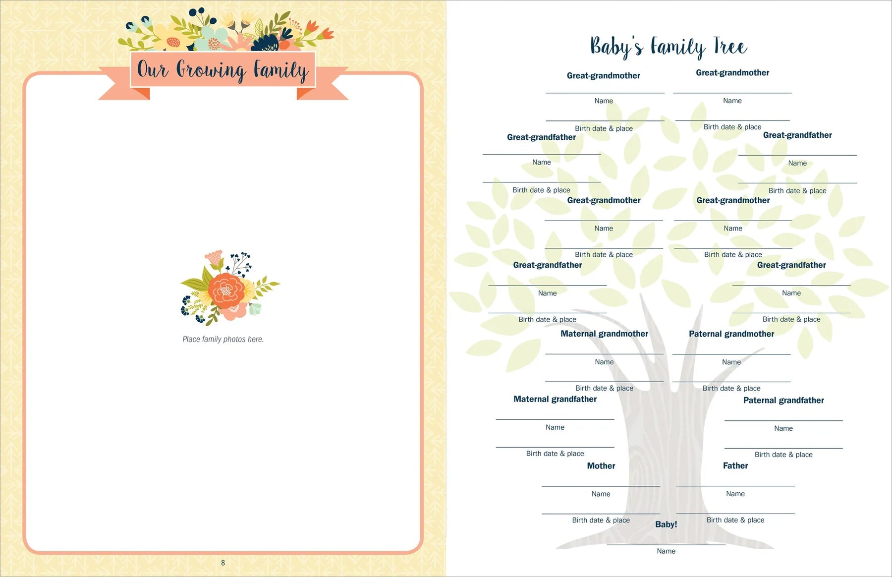 Baby's Book - The First Five Years Floral