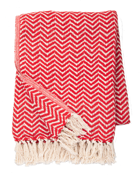 Throw Blanket Red Chevron