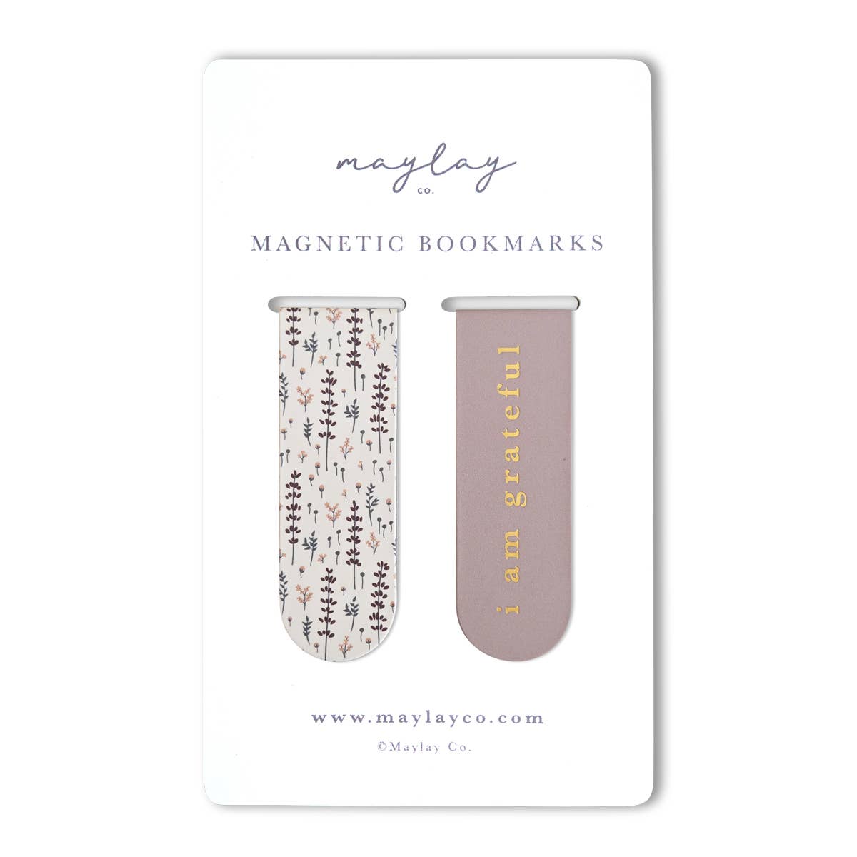 Magnetic Gold Foil Bookmarks Set/2- Lavender Floral