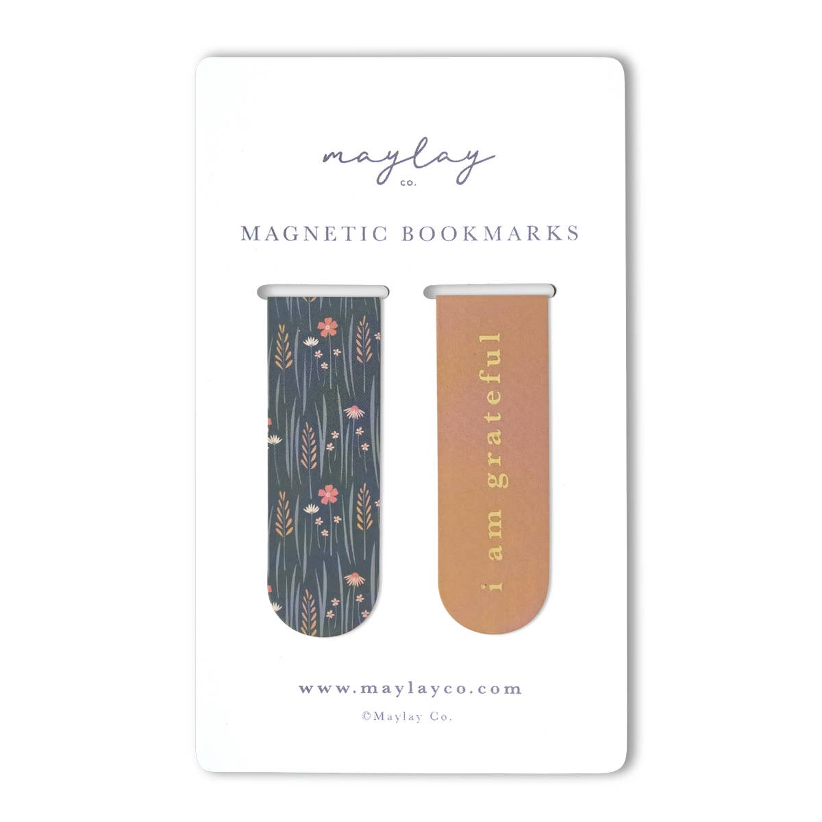 Magnetic Gold Foil Bookmarks Set/2- Wildflowers Floral