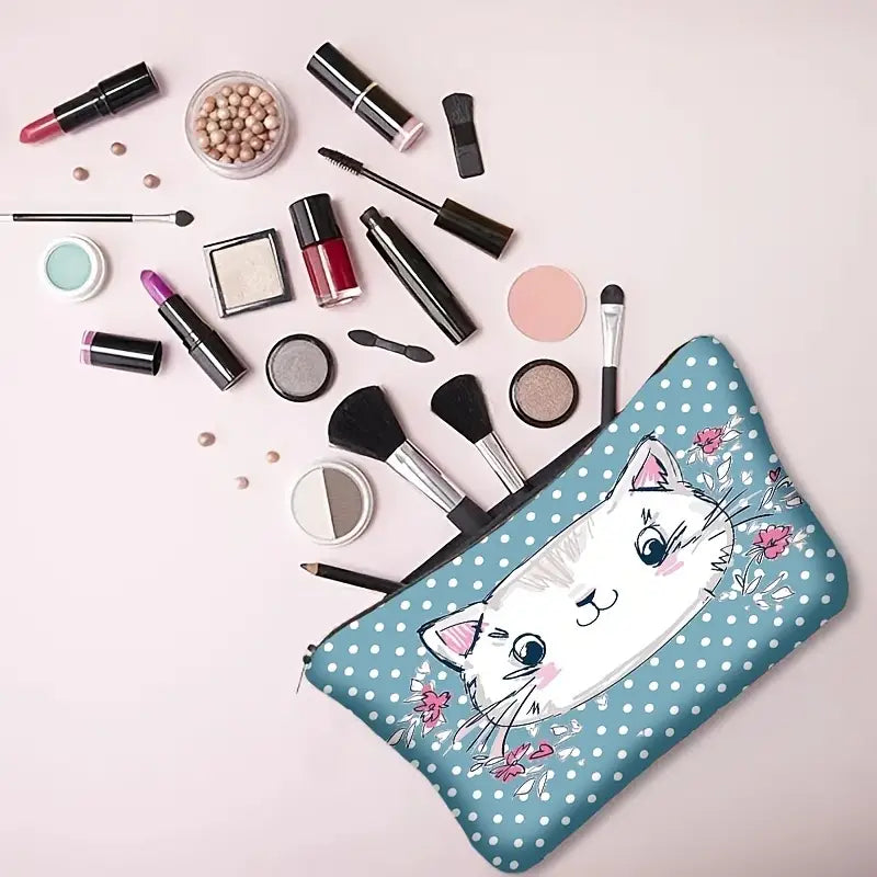 Zippered Cosmetic Bag- Kitten