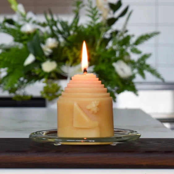 Beeswax 3" Peek-A-Bee Pillar