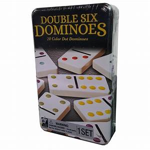 Dominoes- Double Six Colour in Tin