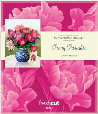 Pop-Up Paper Bouquet & Note Card- Peony Paradise
