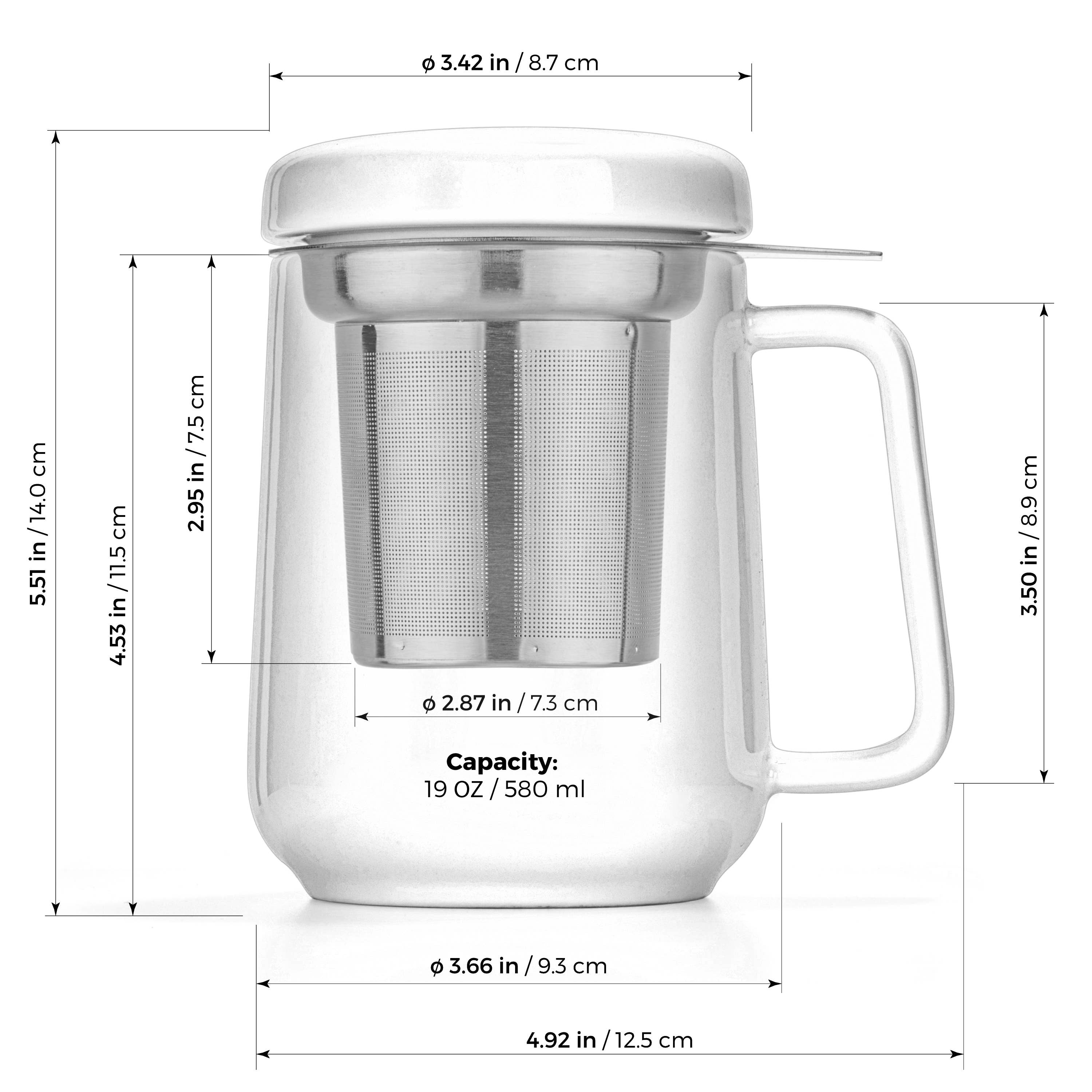 Peak White Porcelain Mug With Infuser 19oz