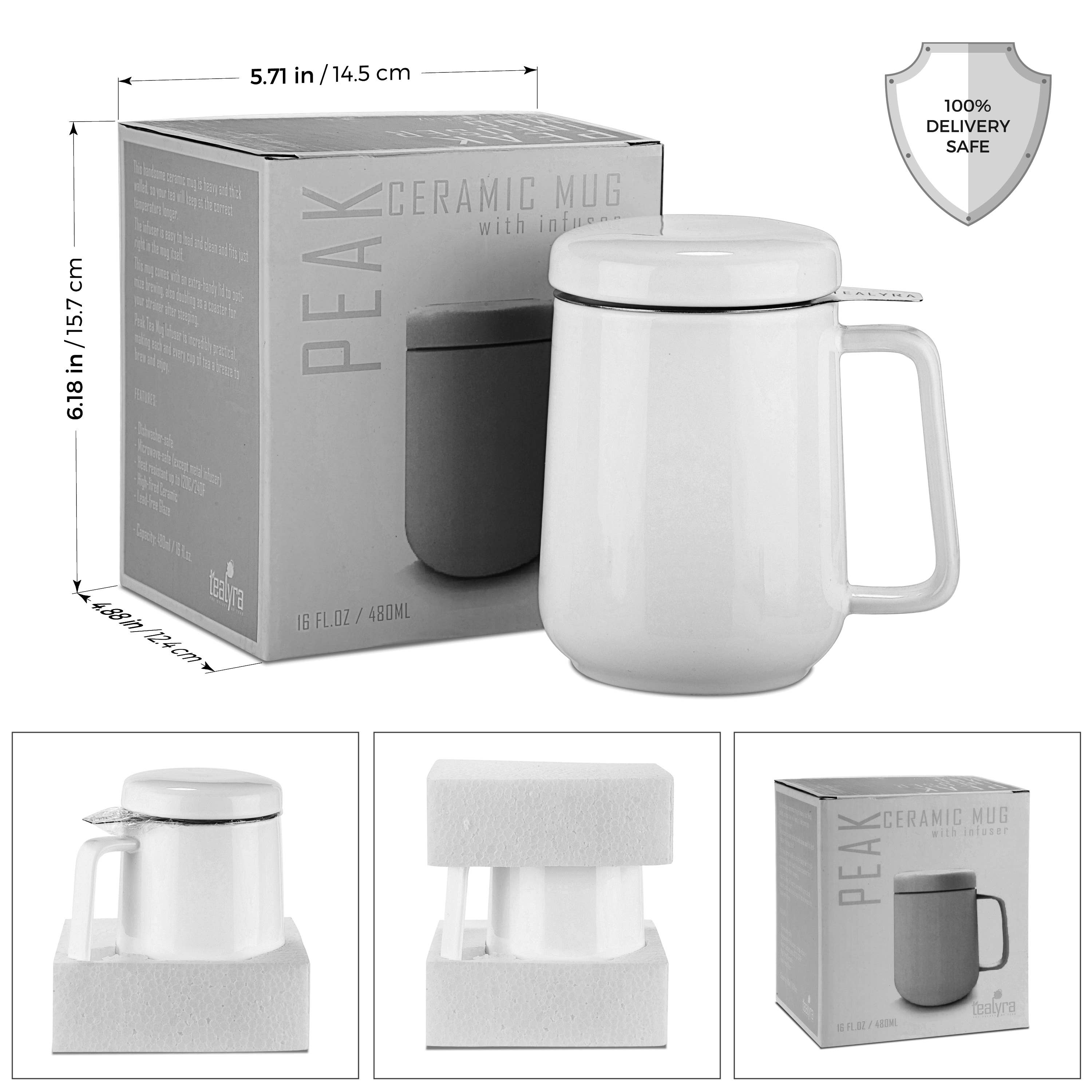 Peak White Porcelain Mug With Infuser 19oz