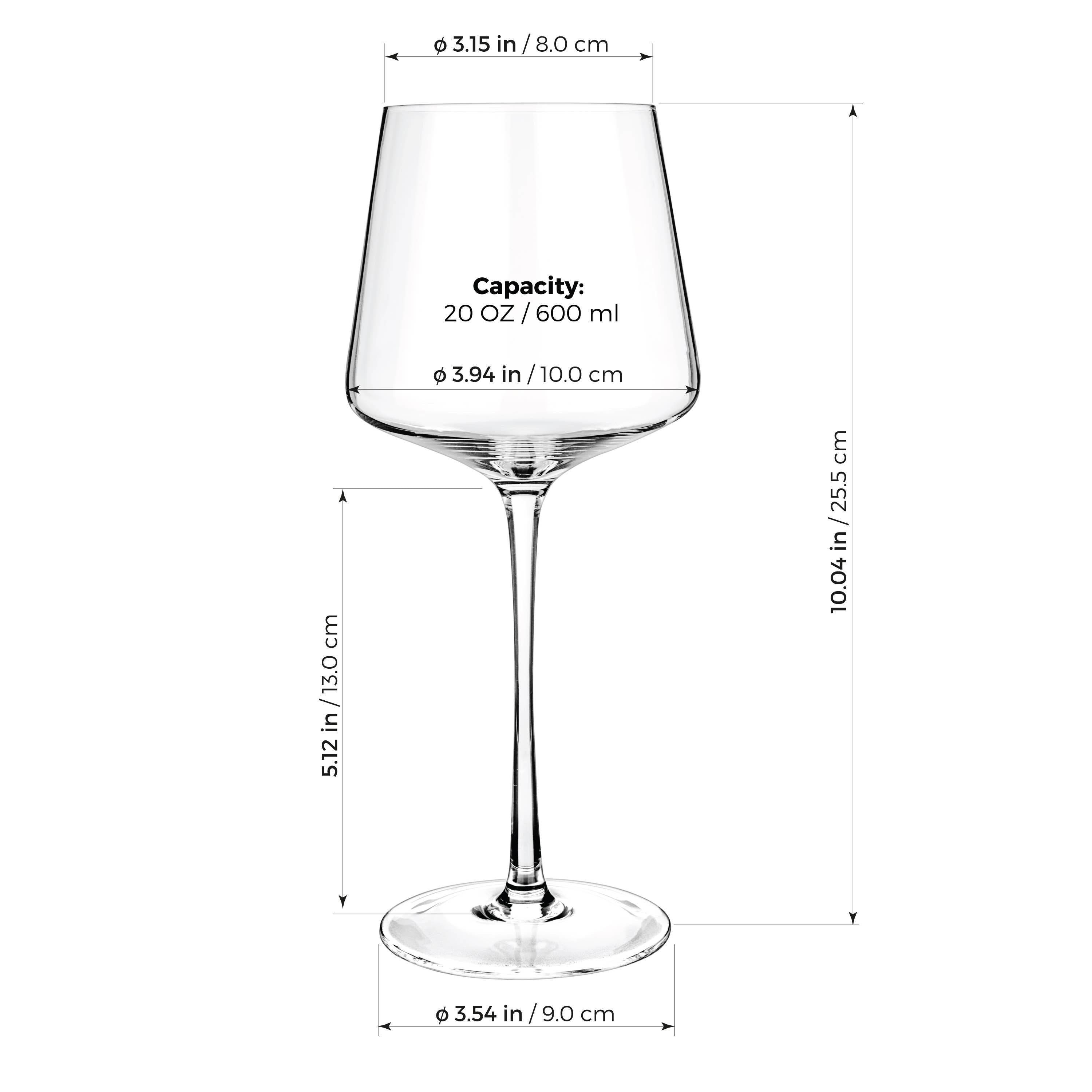 Luxbe - Wine Crystal Glasses Set of 4/6, 20.5 oz Large Tall: Set of 4