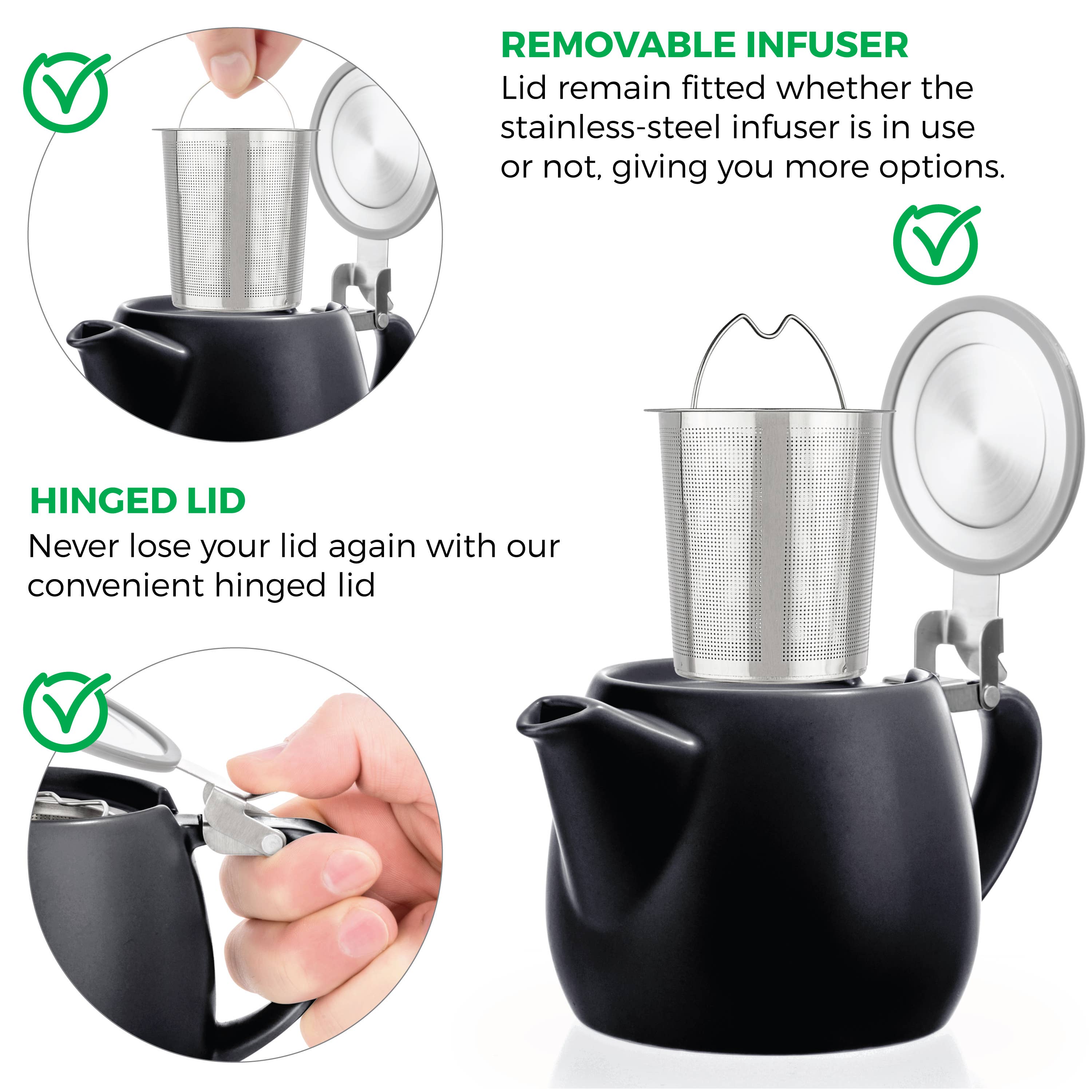 Pluto Black Porcelain Teapot Infuser 18.2 oz.