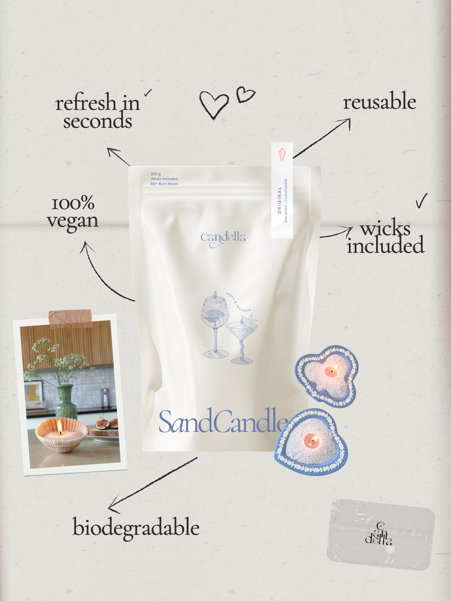 Sand Candles 350g- Unscented