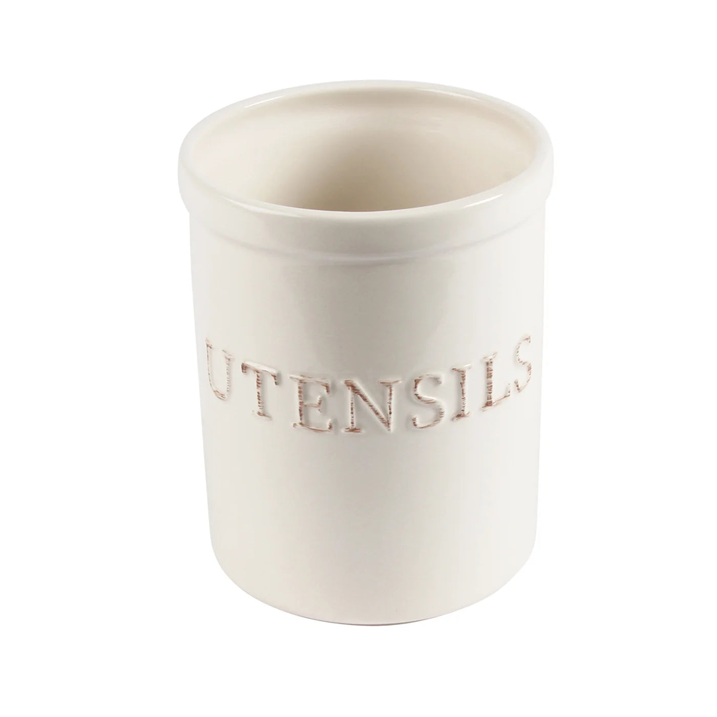 Utensil Holder- Stoneware Statement White