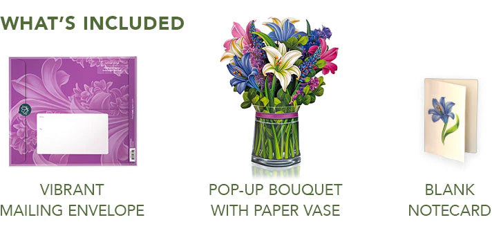 Pop-Up Paper Bouquet & Note Card- Lilies & Lupines