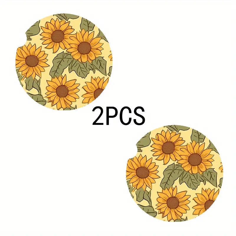 Car Coaster Set/2- Sunflowers