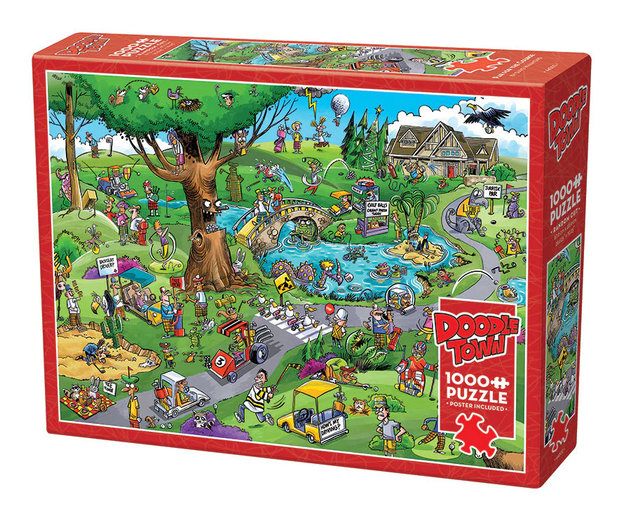 1000 pc Doodle Town Puzzle- Par For The Course