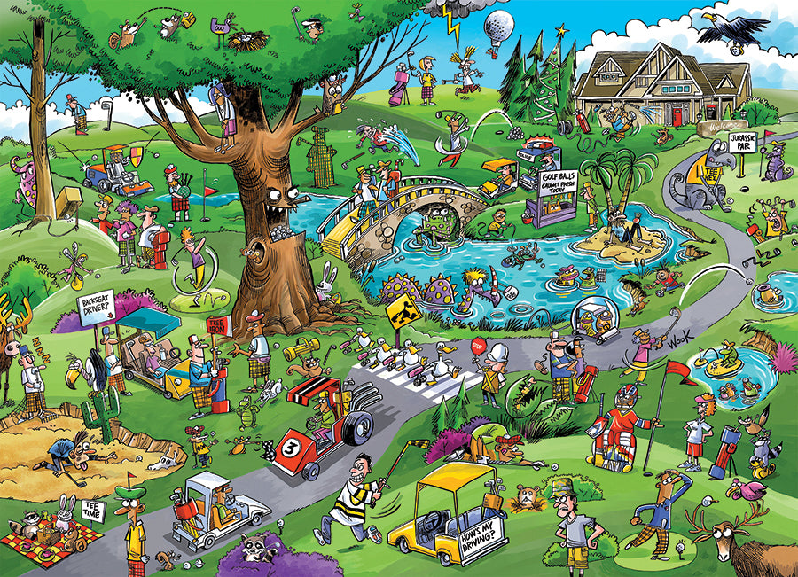 1000 pc Doodle Town Puzzle- Par For The Course