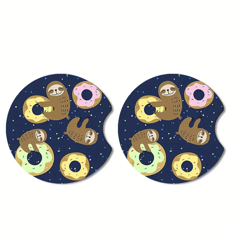 Car Coaster Set/2- Sloth Donuts