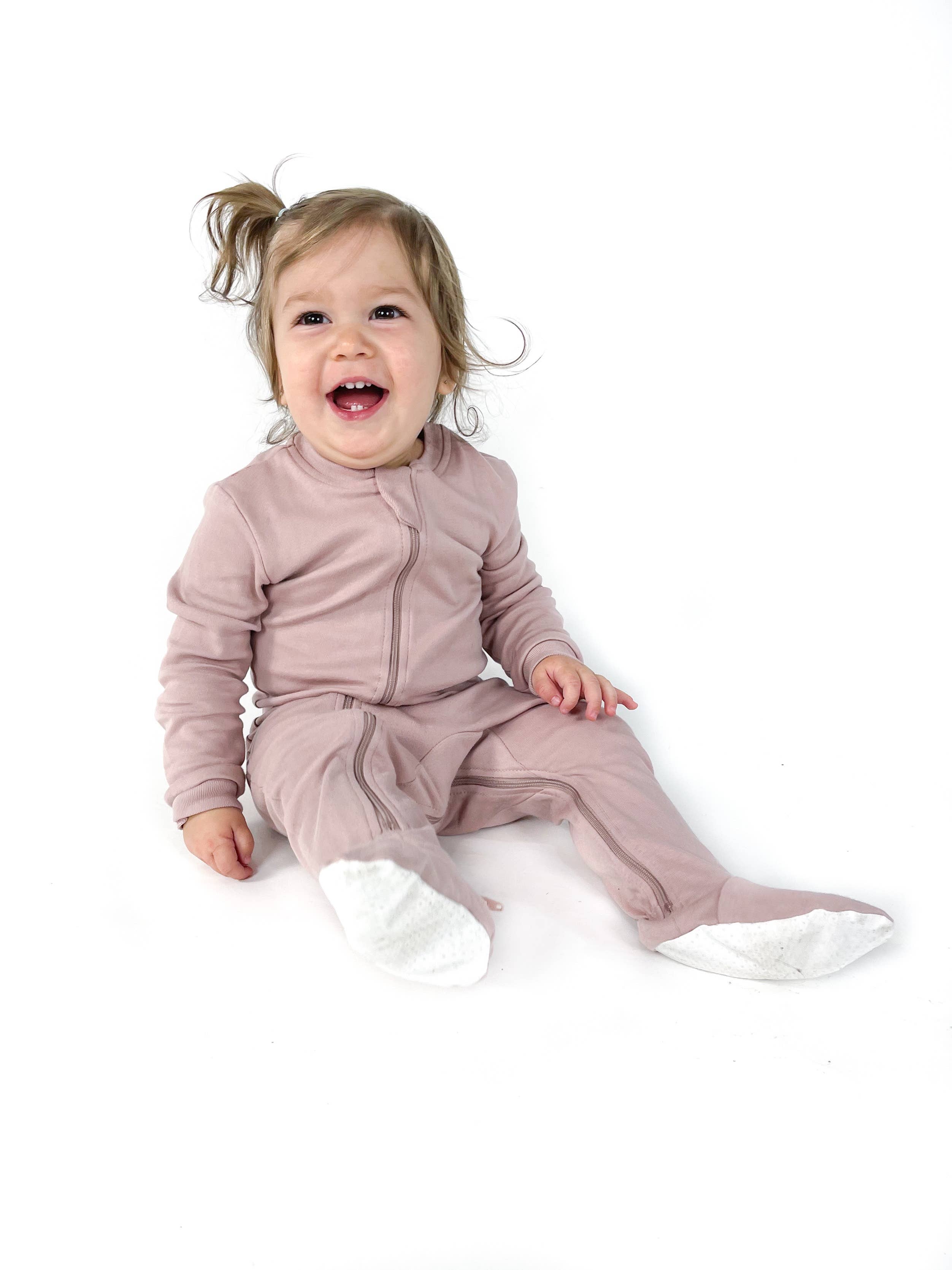 ZippyJamz- Babysuit Footed- Rosey Dawn
