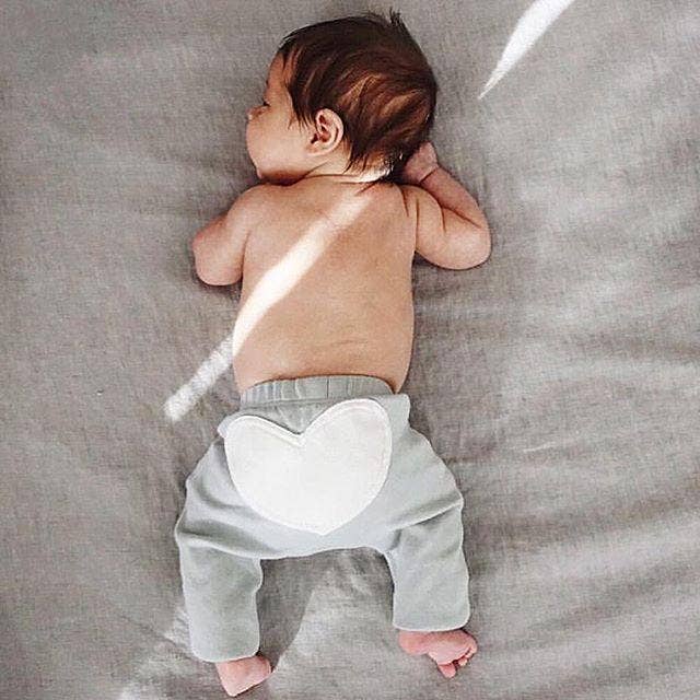 Dove Grey Heart Pants: Grey / White / 0-3m