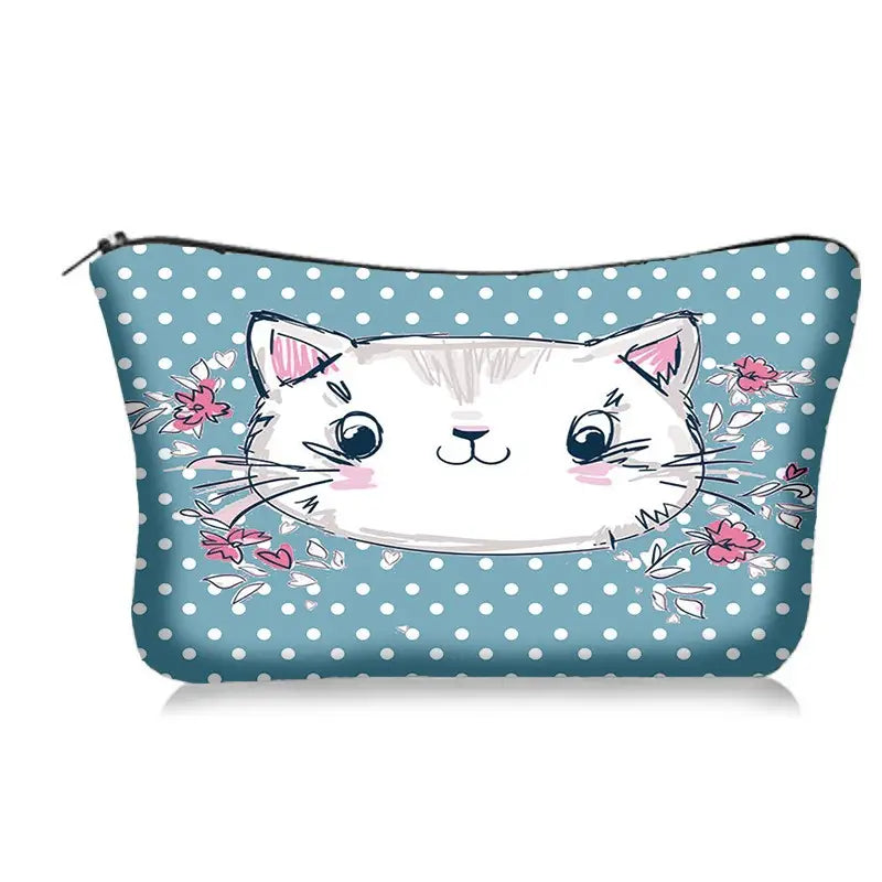 Zippered Cosmetic Bag- Kitten
