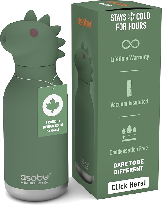 Water Bottle- Insulated 16oz Bestie Dinosaur