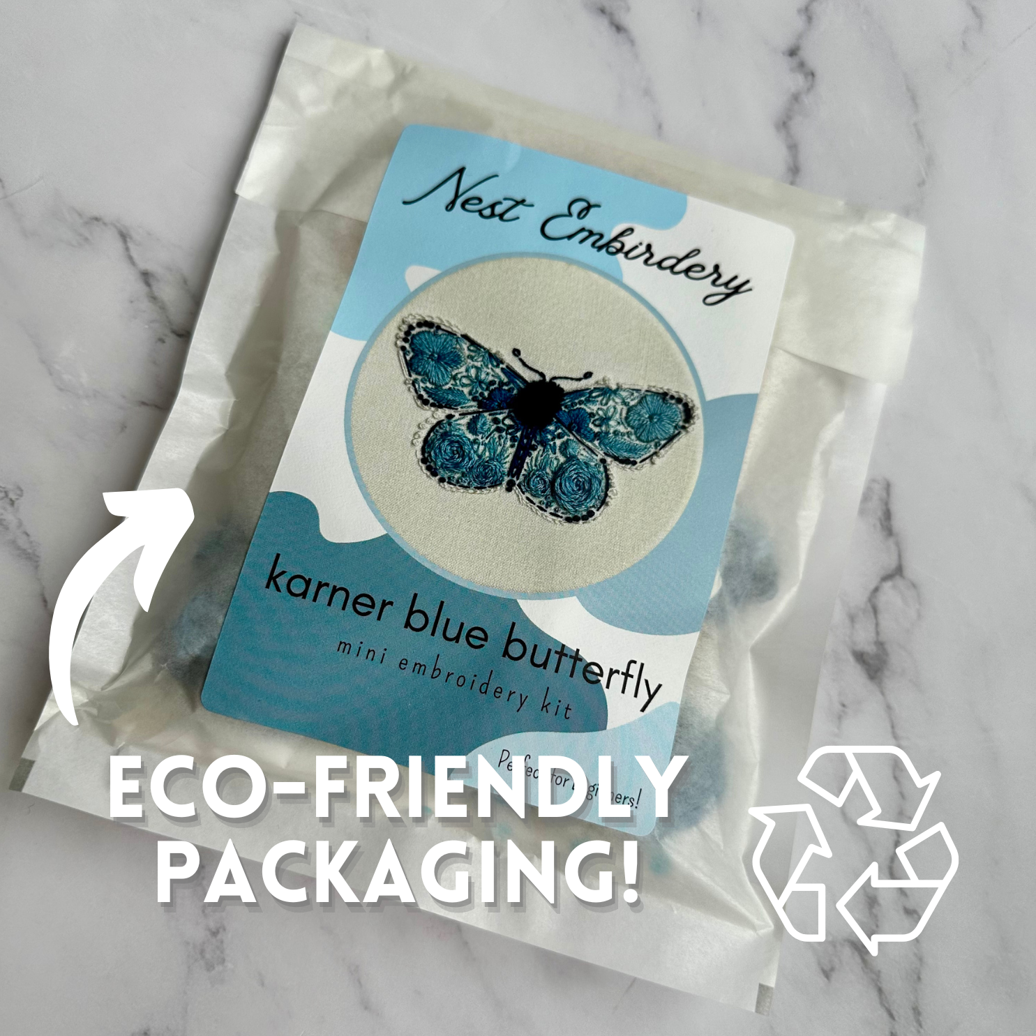 Embroidery Kit- Karner Blue Butterfly