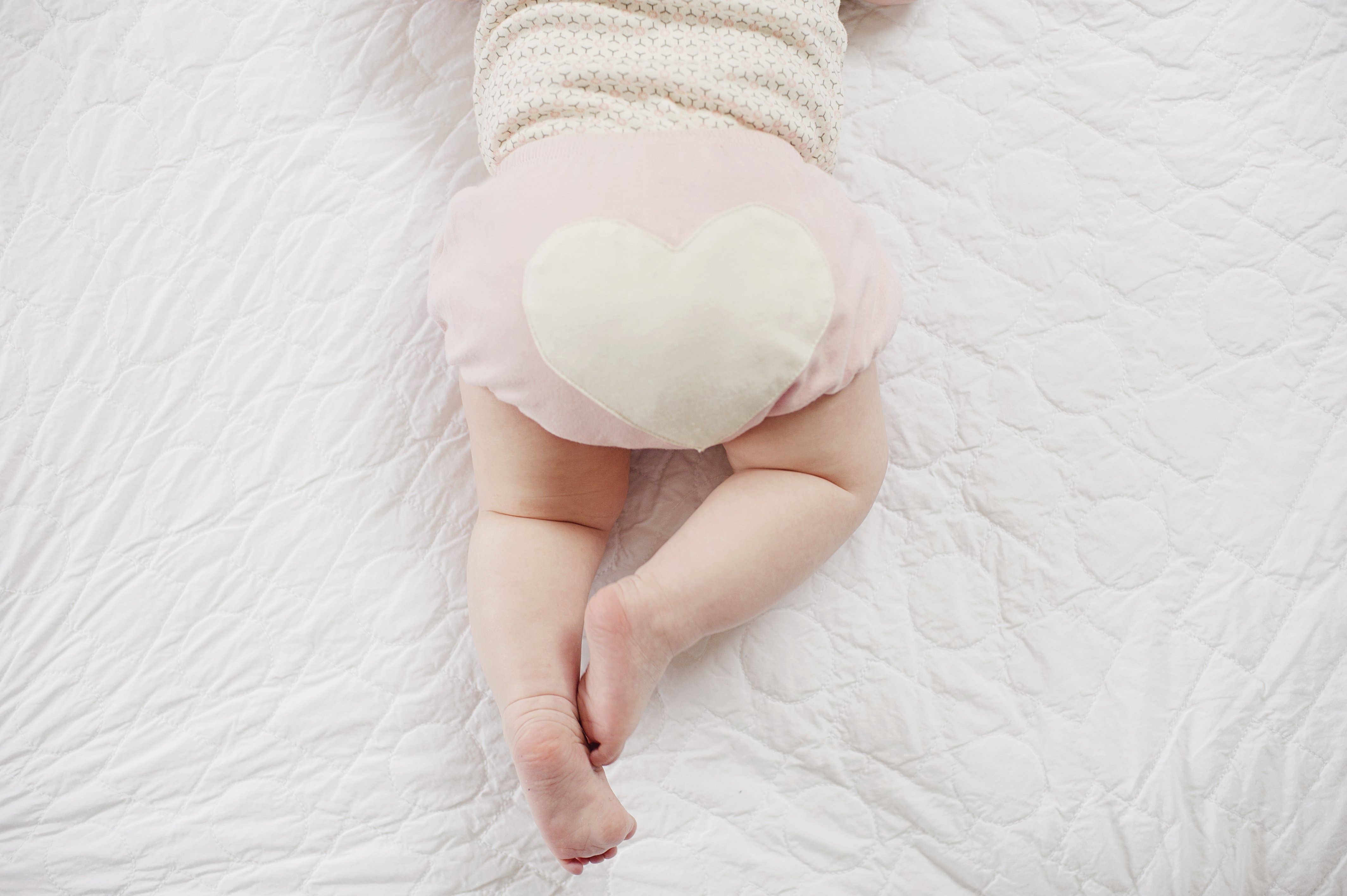 Dusty Pink Heart Bloomers: Pink / White / 6-12m