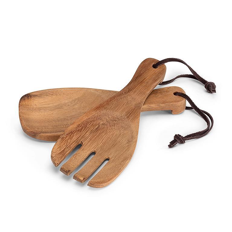 Wood Salad Servers Set/2- Short Scoop w/Straps