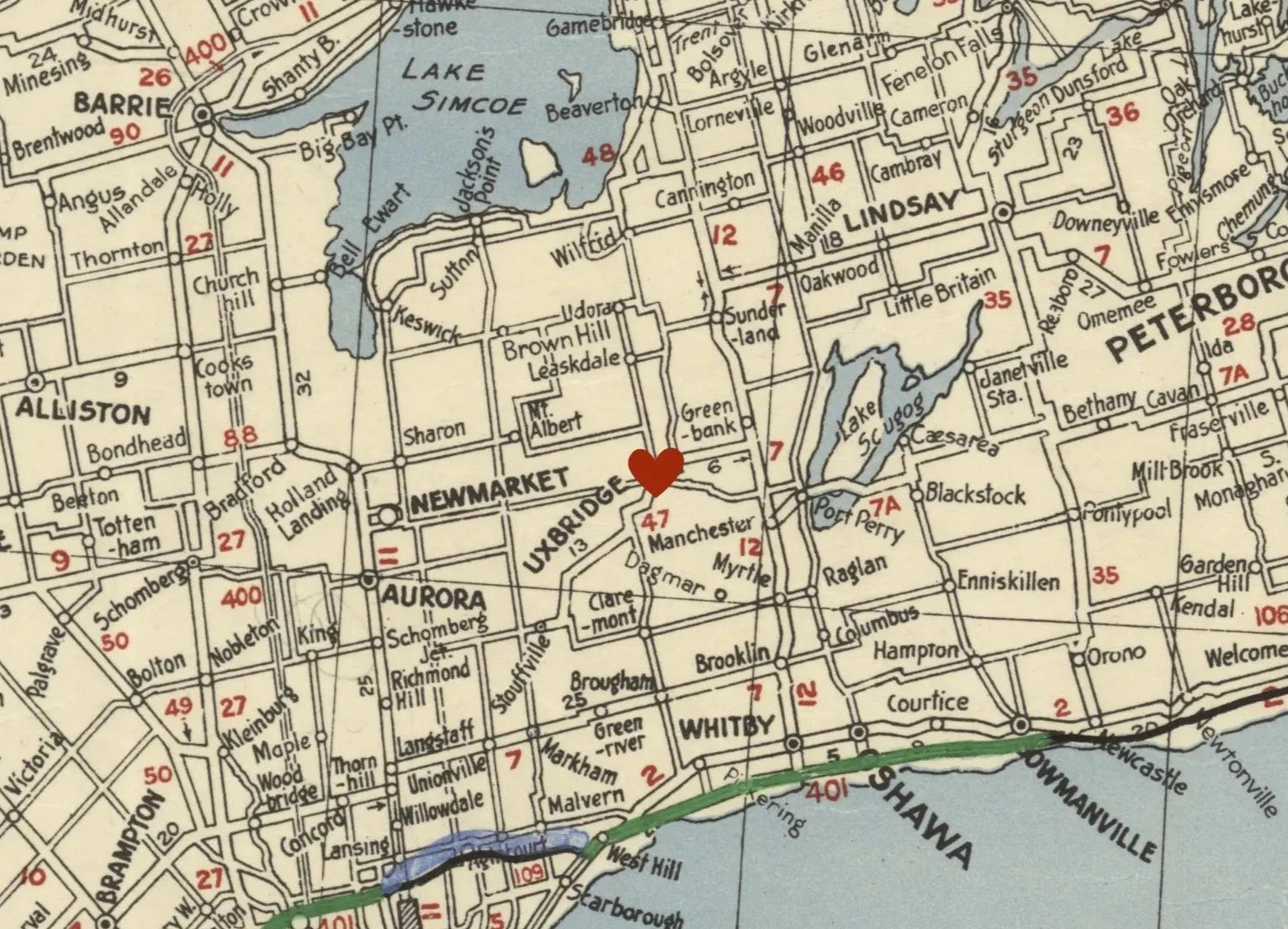 Postcard- Uxbridge Vintage Map