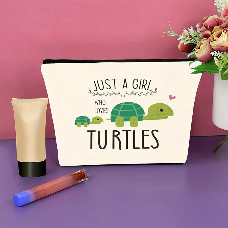 Zippered Cosmetic Bag- Just A Girl Who Loves Turtles