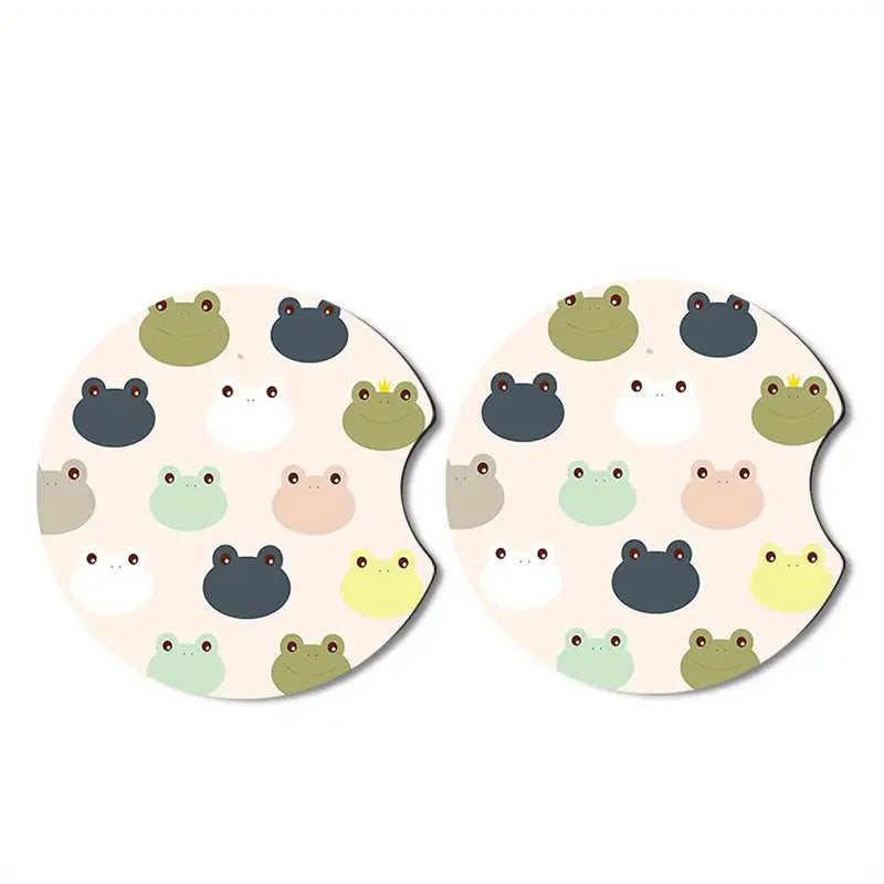 Car Coaster Set/2- Colourful Frogs