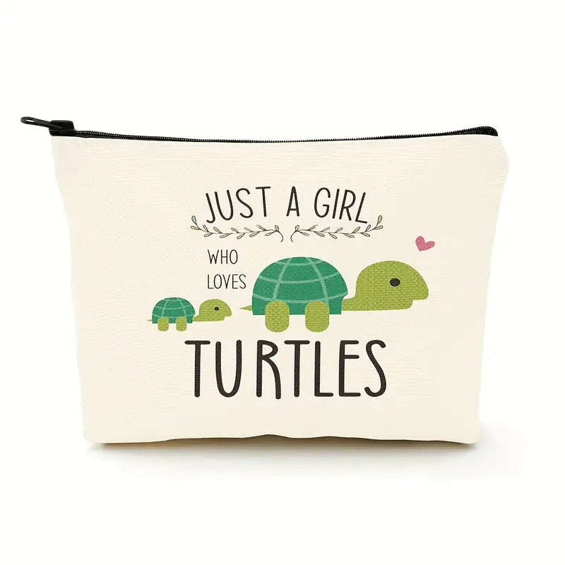 Zippered Cosmetic Bag- Just A Girl Who Loves Turtles