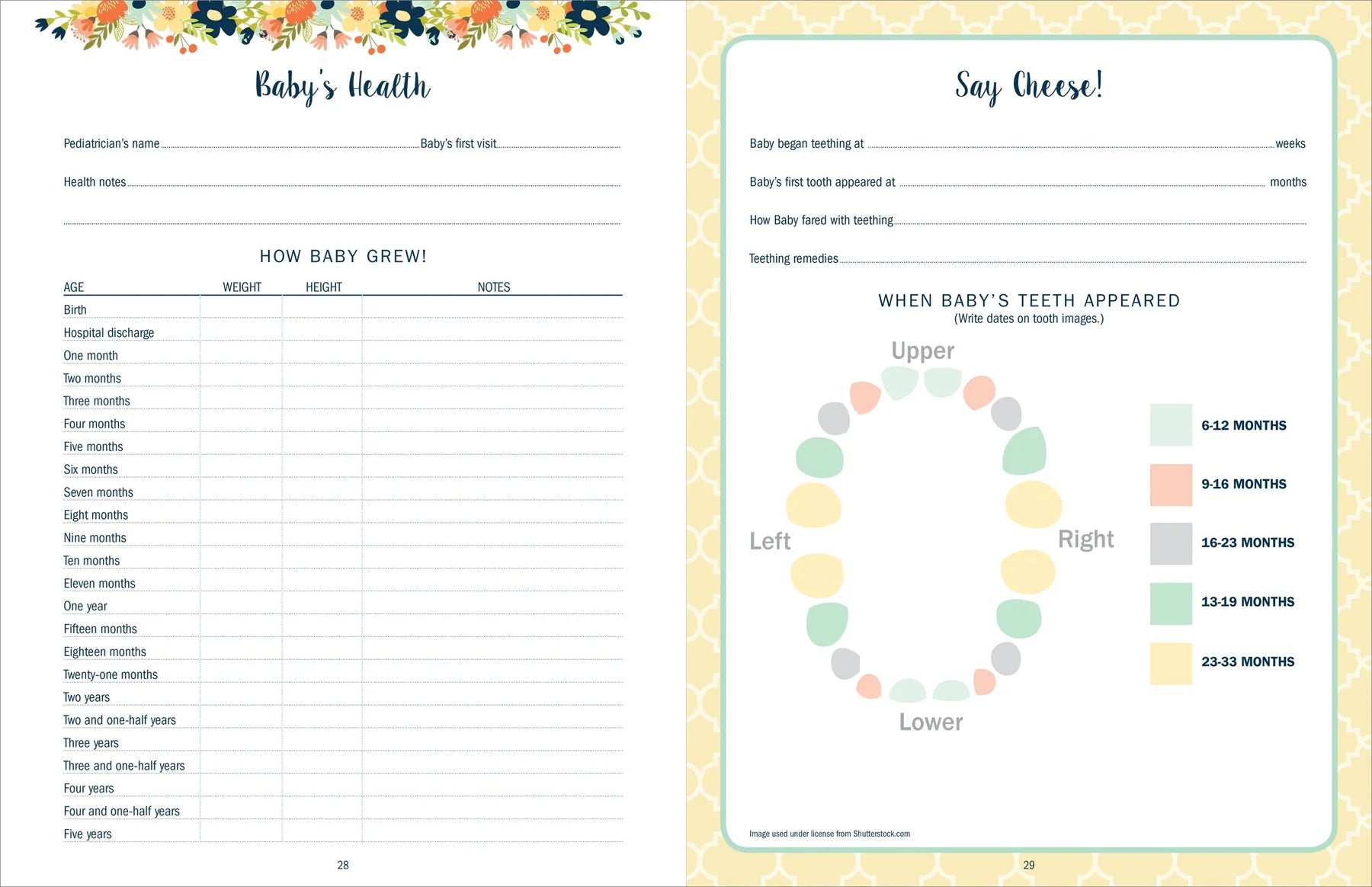 Baby's Book - The First Five Years Floral