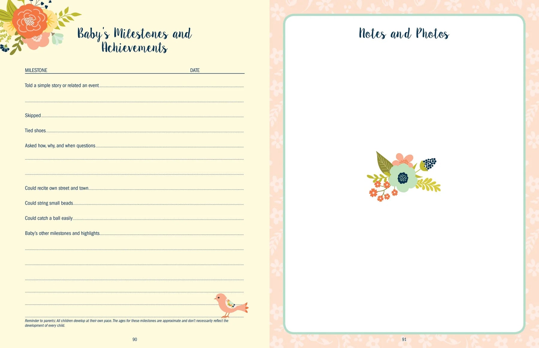 Baby's Book - The First Five Years Floral