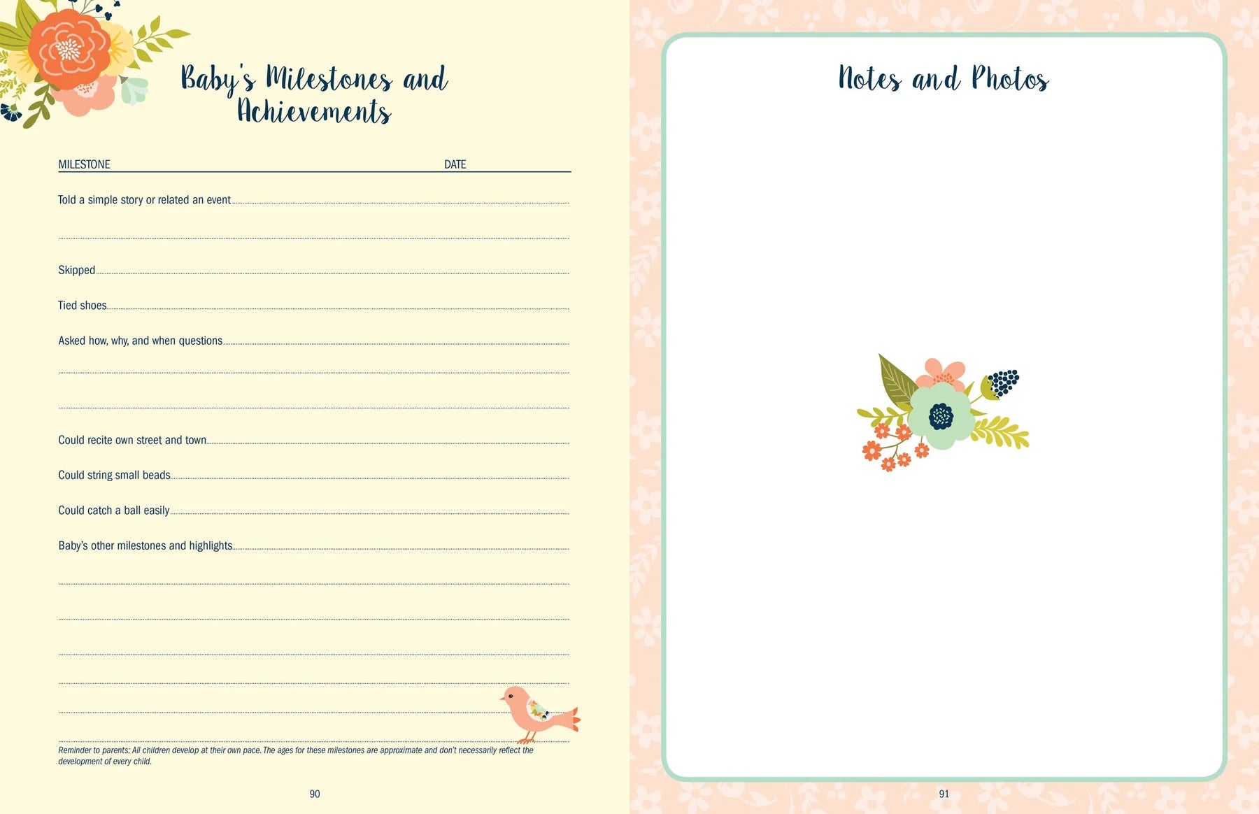 Baby's Book - The First Five Years Floral