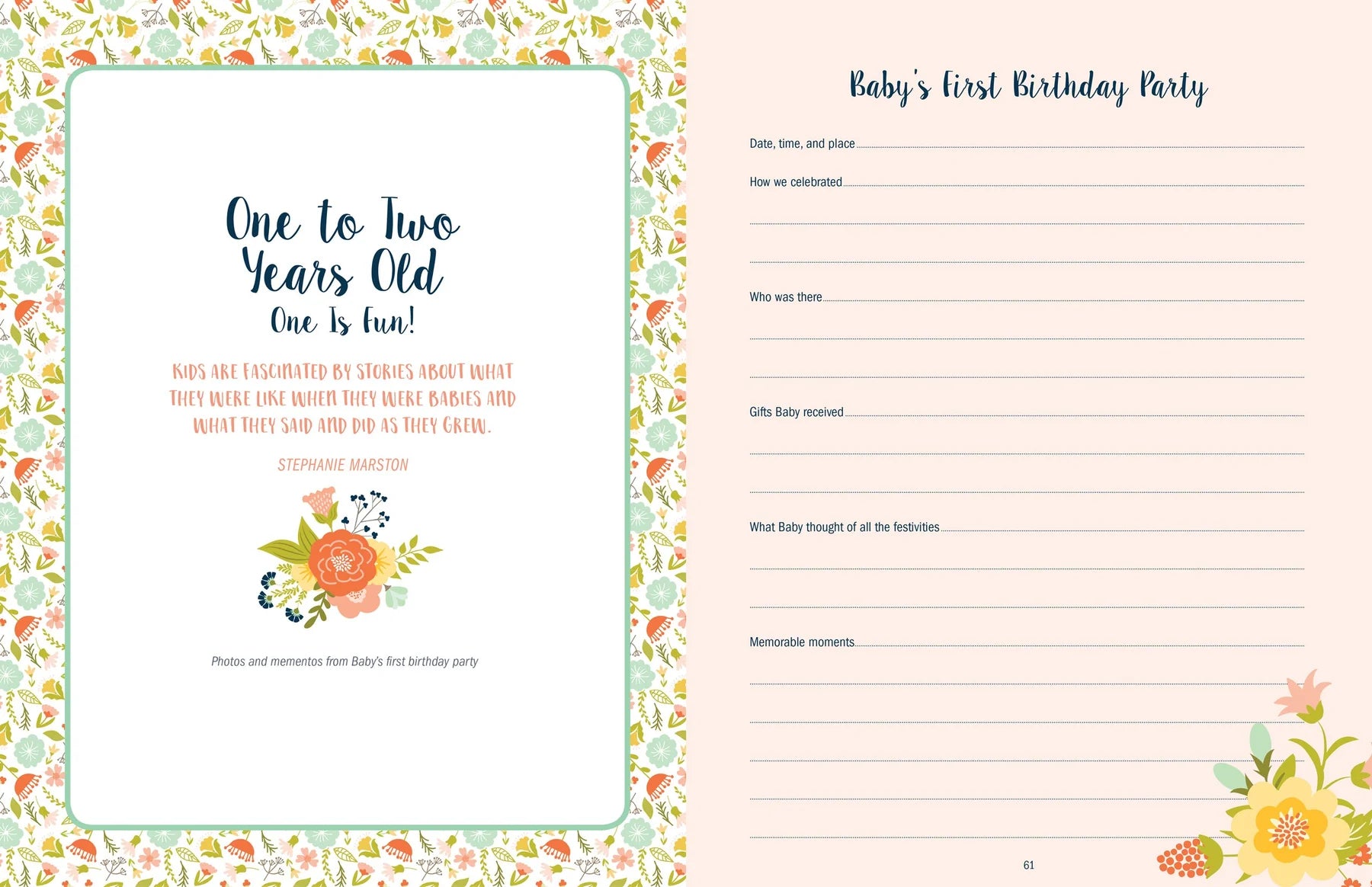 Baby's Book - The First Five Years Floral