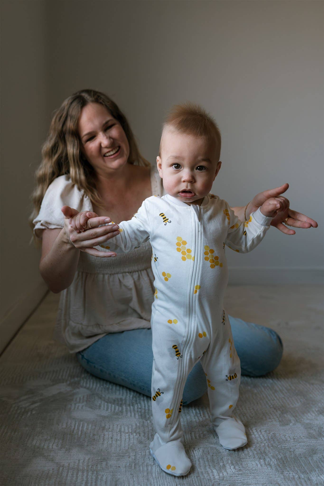 ZippyJamz- Babysuit Footed- Bee Happy