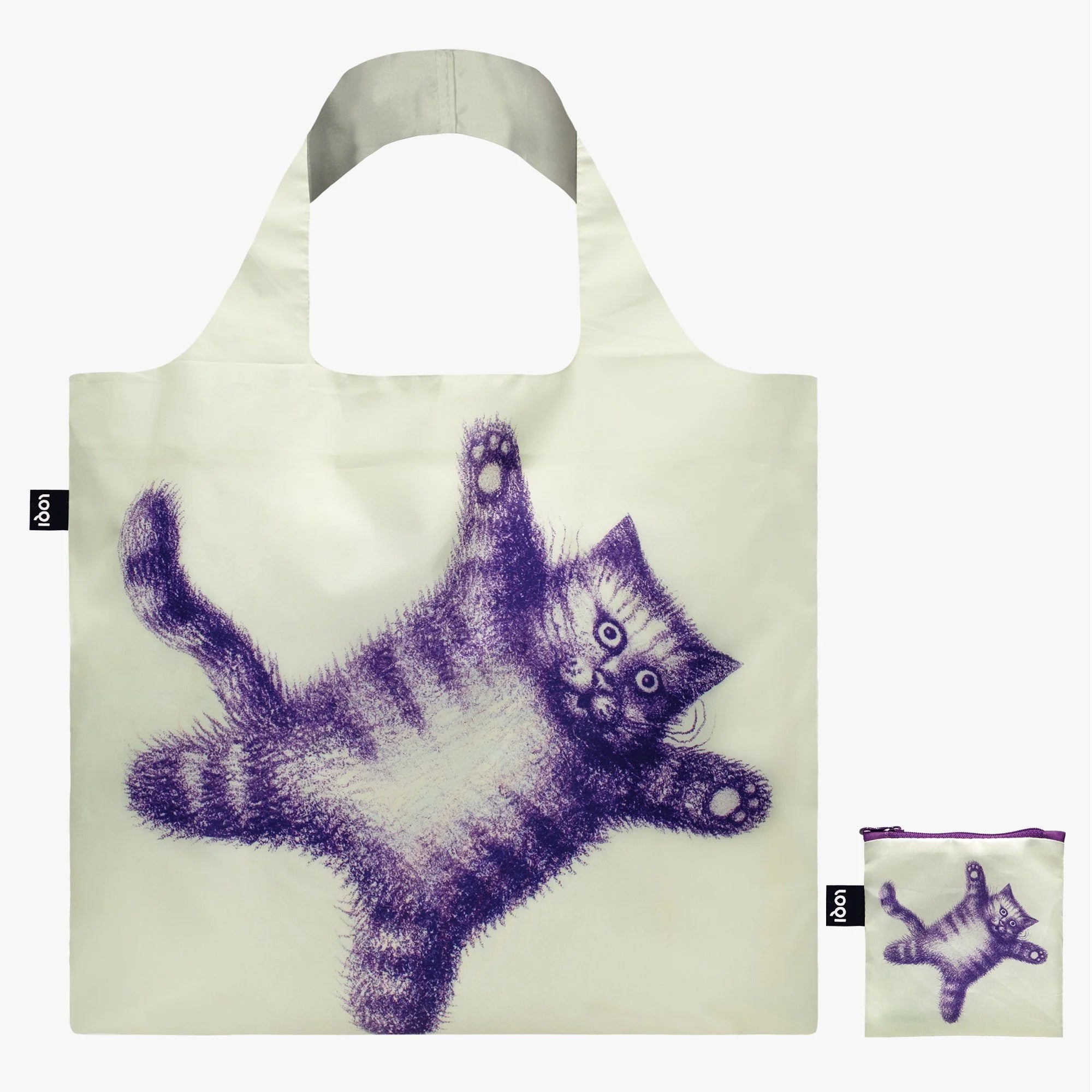 Reusable Tote- Flying Purr-ple Cat