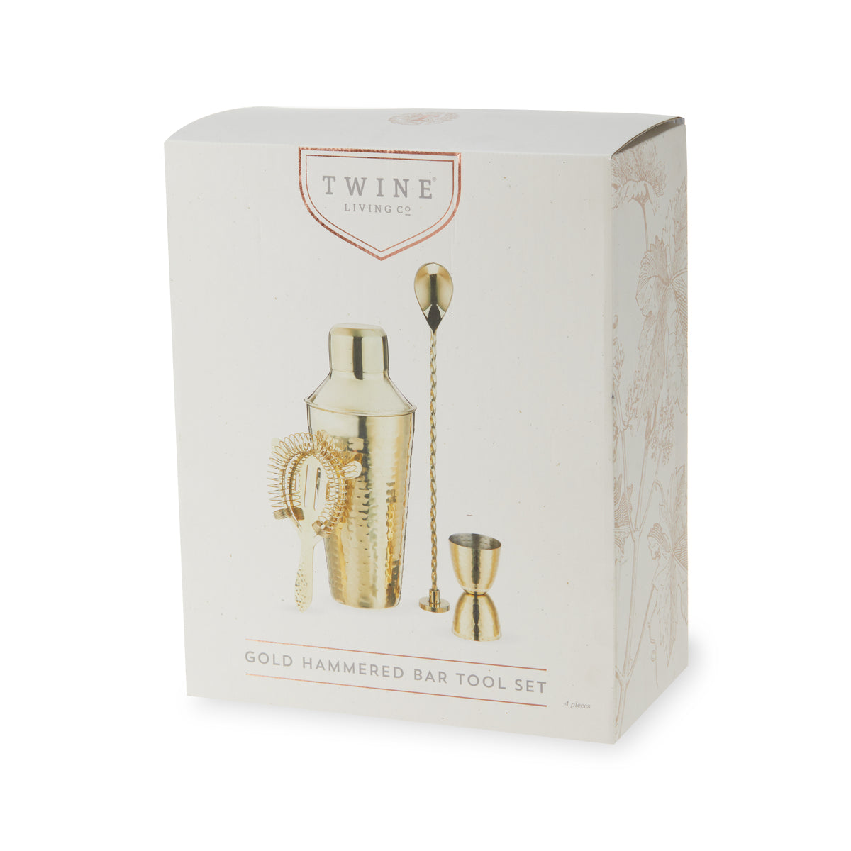Cocktail Bar Gift Set/4- Gold Hammered