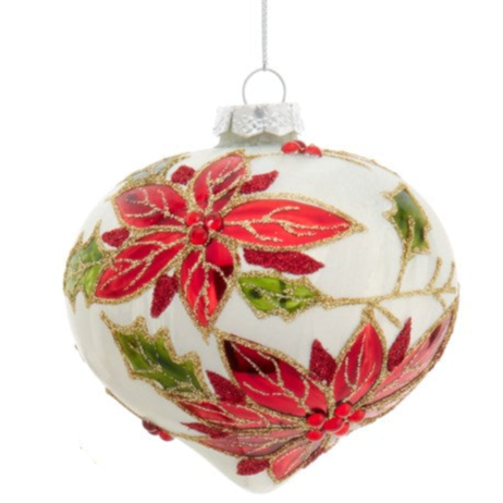Ornament- Glass Poinsettia Assorted