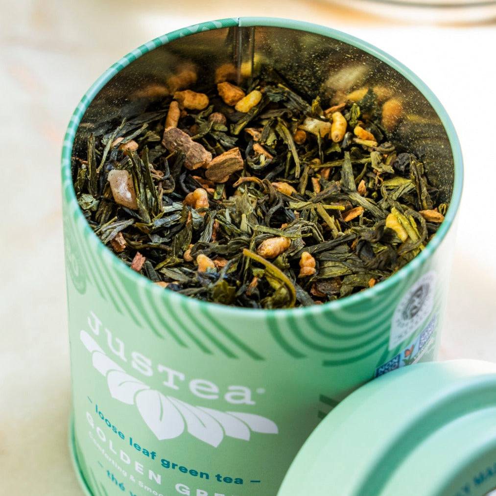 Green Tea Canister & Spoon- Golden Green 100g