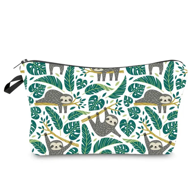 Zippered Cosmetic Bag- Palms Sloth