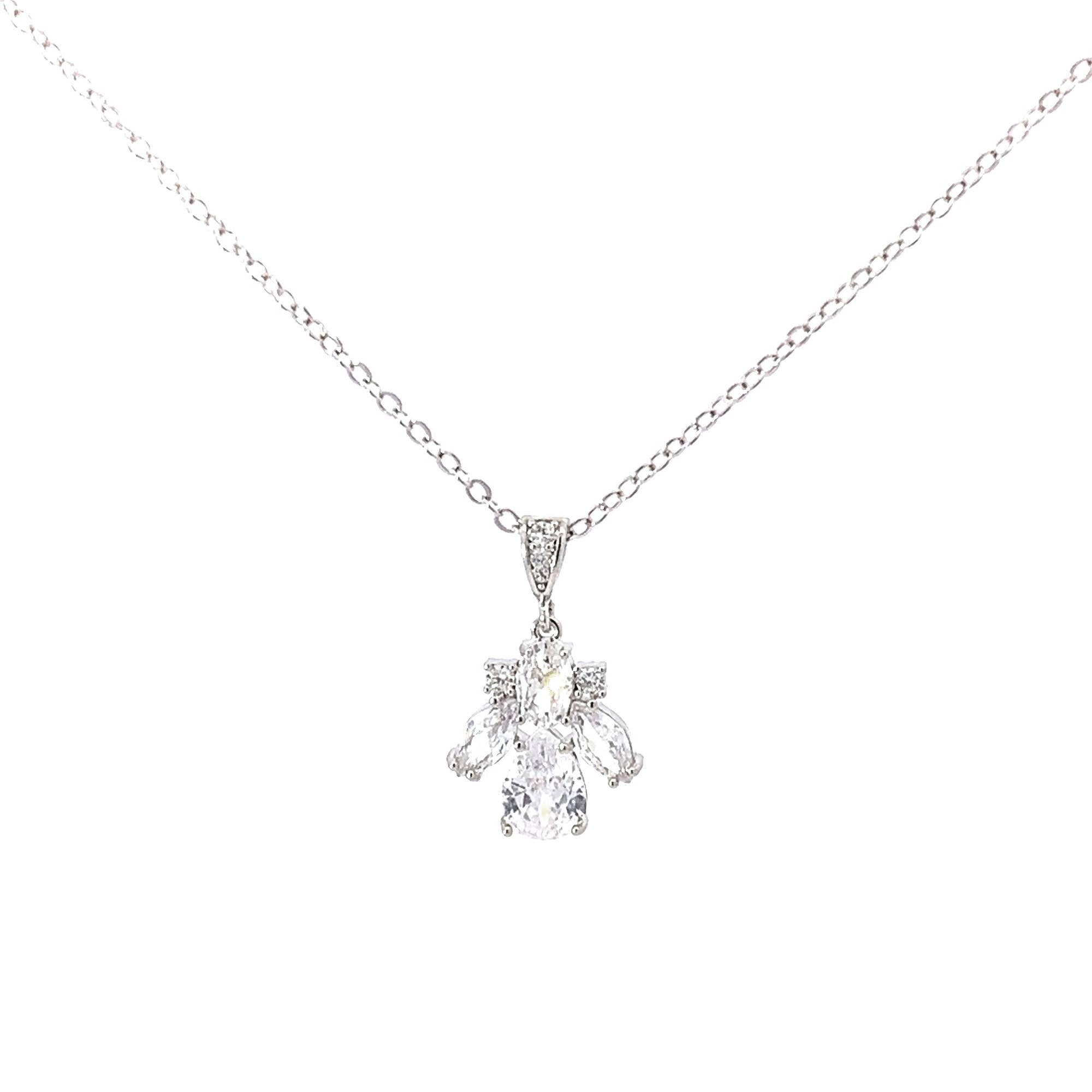 Necklace- Amelie Cluster Drop Silver