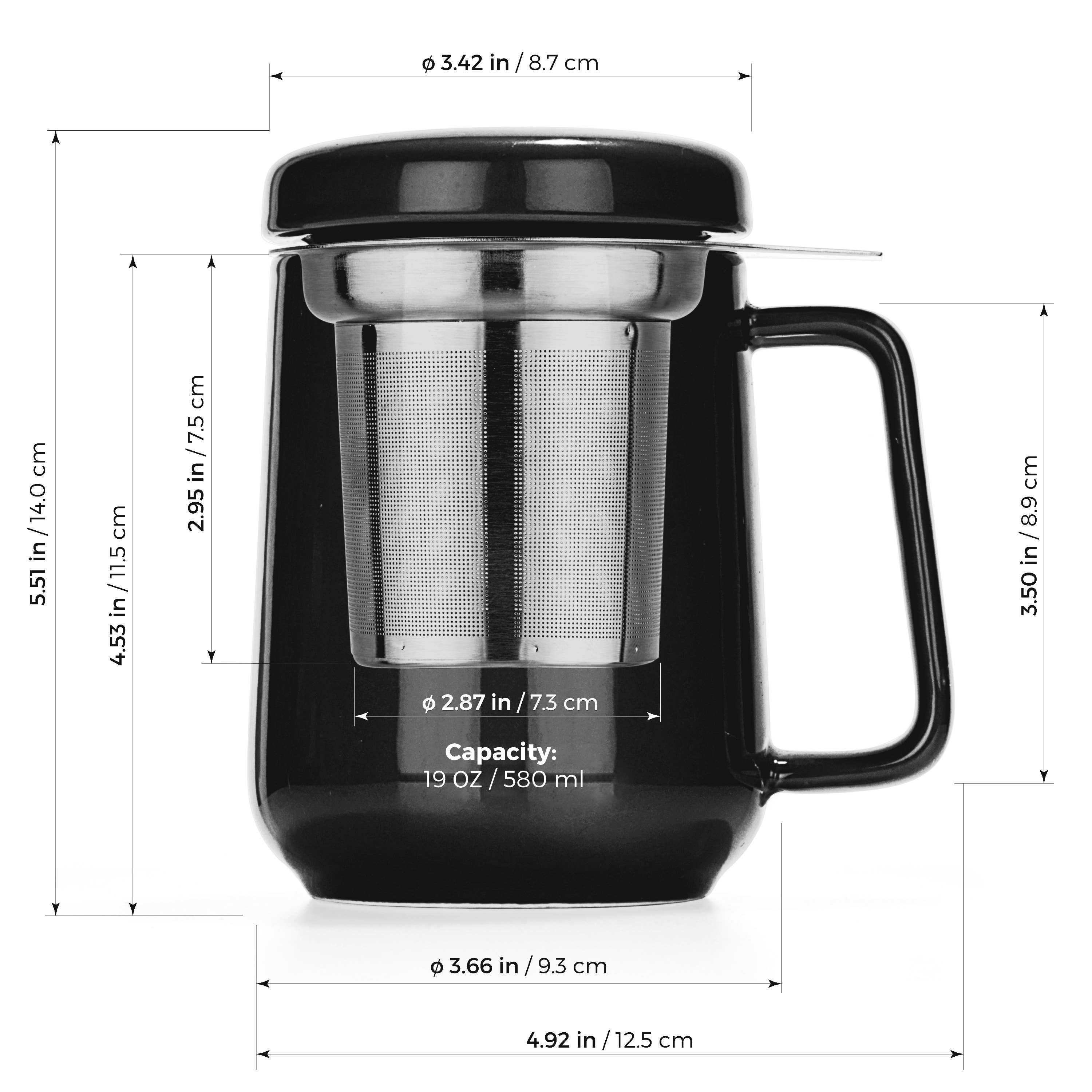 Peak Black Porcelain Mug With Infuser 19oz